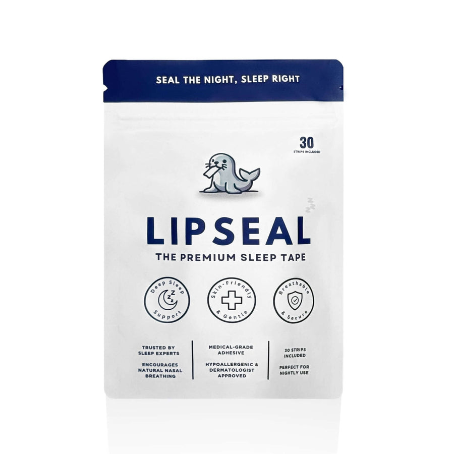 Front view of LIPSEAL sleep tape pouch showing logo and product design